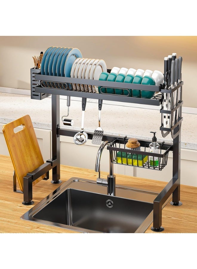 Bukela Dish Rack For Above The Sink,  Large-Capacity, Double-Tier Stainless Steel Draining Rack With Storage Compartments For Cutlery And Kitchen Utensils; Kitchen Storage And Organisation - Image 1
